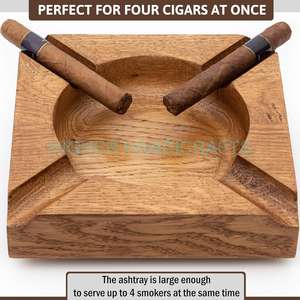 Cendriers à cigares pour patio extérieur-Cendrier à cigares en bois pour hommes et femmes, accessoires de cigare en bois pour les amateurs de bourbon - Product Image 2