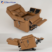 Fauteuil inclinable électrique à gravité zéro LZ015P2 en cuir véritable pour seniors, avec appuie-tête électrique, soutien lombaire, airbag et porte-gobelet rafraîchissant