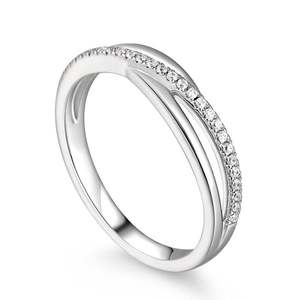 Jeulia Eternal Promise Crossover Design Sterling <b>Silver</b> Women's Anniversary Band with Zircon - Product Image 3