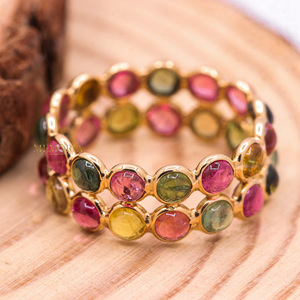 Anillos de Compromiso Hechos a Mano en Oro Amarillo de 18k con Turmalina Multicolor en Forma Preciosa para Mujer, Joyería Certificada para Cumpleaños - Product Image 1