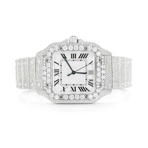 Nuevo Diseño Reloj Hip Hop Unisex de Lujo con Esfera de Cristal Cuadrada de Cuarzo VVS Moissanite Iced Out de 41mm y Correa de Acero Inoxidable de 20mm - Product Image 1