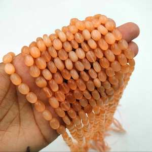 AAA + เขียว, น้ำเงิน, ส้ม, ชมพู, เหลือง monalisa ลูกปัดรูปวงรีเรียบ, ลูกปัดรูปไข่ Chalcedony monalisa, monalisa Strand - Product Image 4