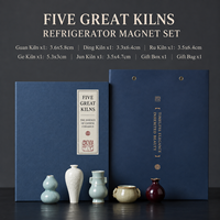 Aimants de réfrigérateur miniatures en céramique 3D de luxe, faits à la main, gaufrés, créatifs, style chinois, autocollants décoratifs, Cinq Fours Célèbres, cadeaux