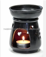 Brûleur d'encens en marbre artisanal, diffuseur d'arômes en pierre savonneuse noire, lampe brûle-huile, brûleur d'encens en bois de santal pour la maison