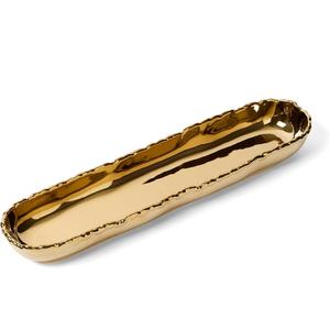 Plateau de Noël doré brillant en métal pour décoration de table de Noël parfait pour servir des repas de fête boissons cadeau de Noël idéal pour la famille - Product Image 1