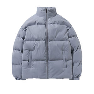 Chaqueta acolchada de invierno para hombre, acolchada sostenible de color sólido para exteriores con cuello levantado y decoración de patrón a prueba de viento - Product Image 4