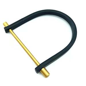 Homvare Unisex U-Shaped Steel Bar and <b>Leather</b> Cuff <b>Bracelet</b> Black/Gold Fashionable Accessory - Product Image 4