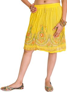 กระโปรงสั้นผ้าเรยอนปักเลื่อมงานออกแบบเอวยางยืดกระโปรงสั้นงานปักเลื่อมสไตล์ฮิปปี้แนวโบฮีเมียนลำลองกระโปรงปักเลื่อมทำงานสั้น - Product Image 5