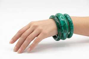 กำไลข้อมืออะคริลิคเรซิ่นทรงกลมลายหินอ่อนสีเขียว ของขวัญเครื่องประดับแฟชั่นสำหรับผู้หญิง - Product Image 4