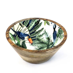 Cuenco de madera de mango de la mejor calidad con diseño de flores dentro de la mesa de comedor, accesorios de cocina decorativos, plato para servir alimentos - Product Image 1