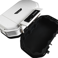 Caja Fuerte de Playa Multiusos ABA ARV-S2828, Impermeable, de Aleación de Zinc, con Cerradura de Combinación Reajustable, Negra/Blanca, para Uso en Interiores y Exteriores