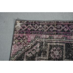 3,1x2,4 ft Turkish Vintage <b>Rug</b>, Small <b>Rug</b>, Purple <b>Black</b> Bordered Wool <b>Rug</b> - Product Image 4