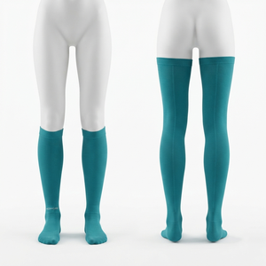 Calcetines Médicos para Mujer, Premium, 200 GSM, Algodón, Poliéster, Spandex, Azul Cielo, Hasta la Rodilla, Bordado Personalizado, Logotipo Jacquard, OEM, ODM - Product Image 3