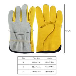 1 paire de gants de travail en cuir, poignet extensible, légers, protection UV400, cuir de vache résistant, poignet tricoté, cyclisme, sport - Product Image 4