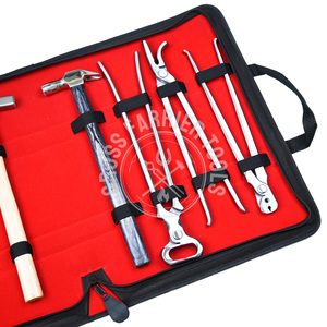High Farrier Toolkit Hoof Cutter, Nipper, Nail Puller, Two Driving <b>Hammers</b>, <b>Loop</b> Knife with Hook, Green Wooden Handle Non-Slip - Product Image 2