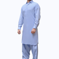 Salwar Kameez Pria Berkualitas Tinggi Bahan Bernapas, Kurta Pajama Pakistan Desain Modern, Spandex/Elastane, Elastis, Anti Kusut