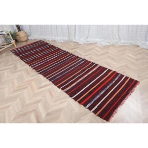 3.2x9.9 ft Kilim <b>Rug</b>, Turkish <b>Vintage</b> <b>Rug</b>, Red Brown Moroccan <b>Rug</b> - Product Image 4