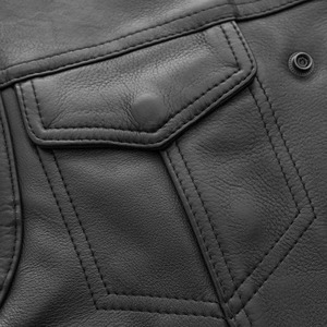 Hot MONO RIDER Men's USA Made Extra Long <b>Back</b> Premium Canvas Motorcycle Biker Vest Waterproof Breathable Winter Protective Vest - Product Image 4