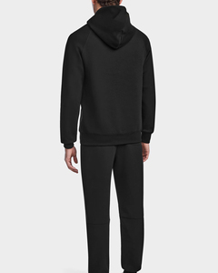 Sudadera con capucha negra Premium para hombre, mezcla de algodón y poliéster suave, ropa informal, capucha con cordón ajustable, puños acanalados, pretina para invierno - Product Image 2