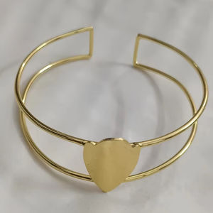 Brazalete ajustable de uso diario para mujer, brazalete abierto minimalista, acero inoxidable, latón, chapado en oro, joyería de moda al por mayor - Product Image 2