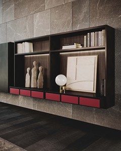 Italian Luxury Living Room Furniture Set Modern <b>Wall</b> <b>Unit</b> <b>Floating</b> Bookshelf and Led Light Wine Cabinet Combo - Product Image 3