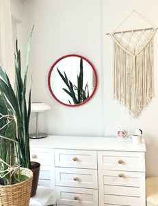 Espejo de pared rojo con Cuentas grandes, espejo de pared de salón bohemio, regalos de inauguración de la casa, regalo del Día de la madre, espejo de guardería, - Product Image 4