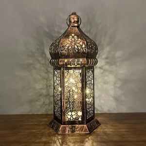 Ramadan spécial rustique métal LED vent lampe pendentif budget-amical décoration de la maison avec bougeoir lanterne - Product Image 1