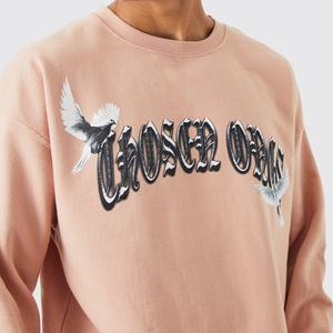 Sudadera de invierno personalizada al por mayor para hombre, color sólido, diseño bordado, manga larga, corte holgado, OEM - Product Image 3