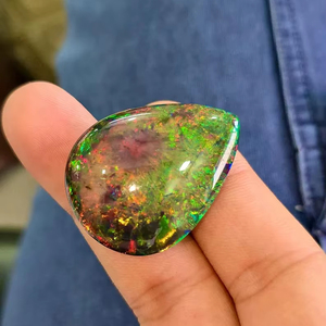 Natural Ethiopian Black <b>Opal</b> Cabochon. Top quality piece. 17.28 Cts Total. World class quality <b>Opal</b> Cabochon - Product Image 1