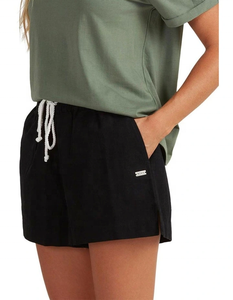 Women's Casual Solid Color Discharge Printed Drawstring Shorts <b>Elastic</b> Waist Pockets Black Loose Fit Mid Waist Knitted Fabric - Product Image 3