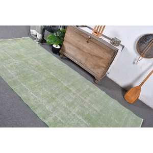 Alfombra Moderna Verde de 3,8 x 9,5 pies, Alfombras Turcas Hechas a Mano - Product Image 4