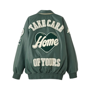 Vestes bomber en cuir à col montant personnalisées OEM pour l'hiver 2025, broderie en chenille, logo, meilleur style streetwear, capuche à lettres - Product Image 2