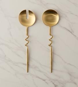 Juego de Cucharas para Ensalada de Metal Plateado y Dorado, Cubiertos de Lujo para Cocina, Vajilla para el Hogar, Cuchara para Servir - Product Image 6