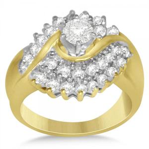 Anillo de Compromiso y Conjunto Nupcial con Halo de Diamantes en Oro Amarillo de 14k, Anillos con Diamantes de 1.16ct - Product Image 1