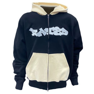 Sweat à capuche zippé épais d'hiver pour hommes personnalisé Patchwork couleurs broderie Logo sweat à capuche décontracté Streetwear sweat à capuche - Product Image 1