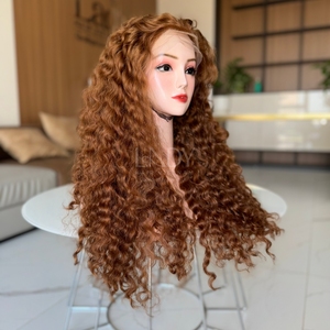 Meilleure Qualité Brun Couleur Birman Bouclés Cheveux Vietnamiens Perruques de Cheveux Humains Front de Dentelle Perruques de Dentelle Pour Les Femmes Noires - Product Image 1