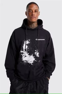 Venta al por mayor hombro caído disponible 100% algodón polar con cuentas serigrafía pulóver antiarrugas pulóver sudaderas con capucha casuales. - Product Image 2