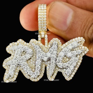 Joyería STAR, Colgante de Letra Unisex con Diamantes Cultivados en Laboratorio, Chapado en Oro de 10K, Estilo Hip Hop, Corte Brillante, Personalizado - Product Image 6