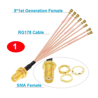 Câble d'extension d'antenne WiFi SMA femelle vers répartiteur 8x RF1 femelle 1ère génération (RF1.13/RF1.37/RG178)