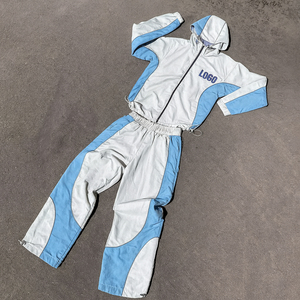 Fabricant de survêtements personnalisés, veste zippée brodée, ensemble jogging, pantalon de survêtement en nylon à blocs de couleur, coupe-vent, survêtements pour hommes - Product Image 1