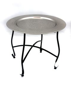 Mesa redonda de hierro de diseño elegante con patas, mesas de exterior de color plateado y níquel para muebles de exterior y sala de estar - Product Image 2