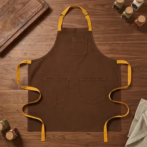Classic Eco-Friendly 100% Cotton Canvas Bib <b>Apron</b> with Adjustable Waist and Multiple Pockets <b>for</b> <b>Cooking</b> - Product Image 6