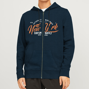 Custom Embroidery <b>Hoodie</b> Patchwork Distress Oversize <b>Hoodie</b> Vintage Zip up French Terry <b>Hoodie</b> <b>Men</b> By Ako - Product Image 1