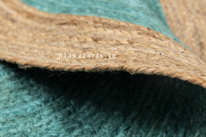 Designer Elegant Natural Blue <b>Round</b> Jute <b>Rug</b> Area <b>Rugs</b> & Sets for Living Room Bedroom Guest Room - Product Image 3