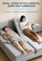 Cadre de lit électrique réglable Dreamotion avec séparation tête et pied, disponible en tailles Queen et King, fabriqué en Chine.
