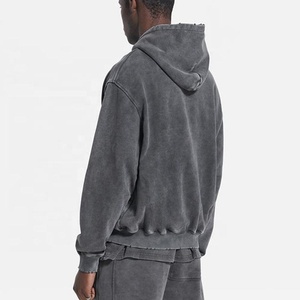 Fabricant de vêtements vente en gros sweat à capuche à double fermeture éclair vintage personnalisé lavage à l'acide zip up sweats à capuche en éponge française - Product Image 2