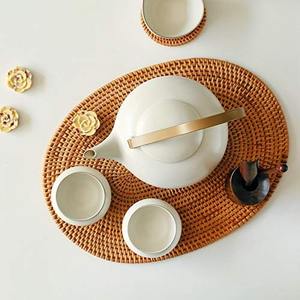 Wholesaler Eco-Friendly Minimalist <b>Rattan</b> <b>Placemat</b> Coaster Handwoven Plate Liner Table Mats King Craft Viet Carton - Product Image 3