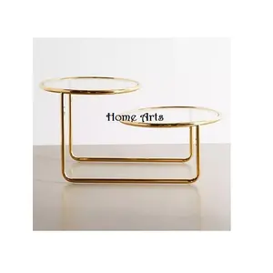 เซิร์ฟเวอร์เค้กทรงกลมทำจากแก้วและเหล็ก2ชั้นขนาดสั่งทำได้ - Product Image 1