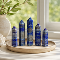 Tour en lapis-lazuli naturel, pointe de cristal polie, pierre de guérison, obélisque, décoration d'intérieur, cadeau