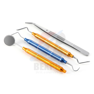 Dental Tools Kit Cleaning Tool Set Stainless Steel Scraper Mouth Mirror Tweezer Probe 4 pcs Set - Product Image 1